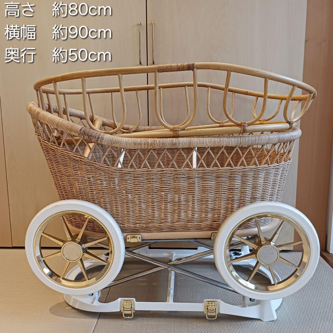 プスプス 東京乳母車 リバティプリント グリーン★フェンス付 ベビーカー 白車輪