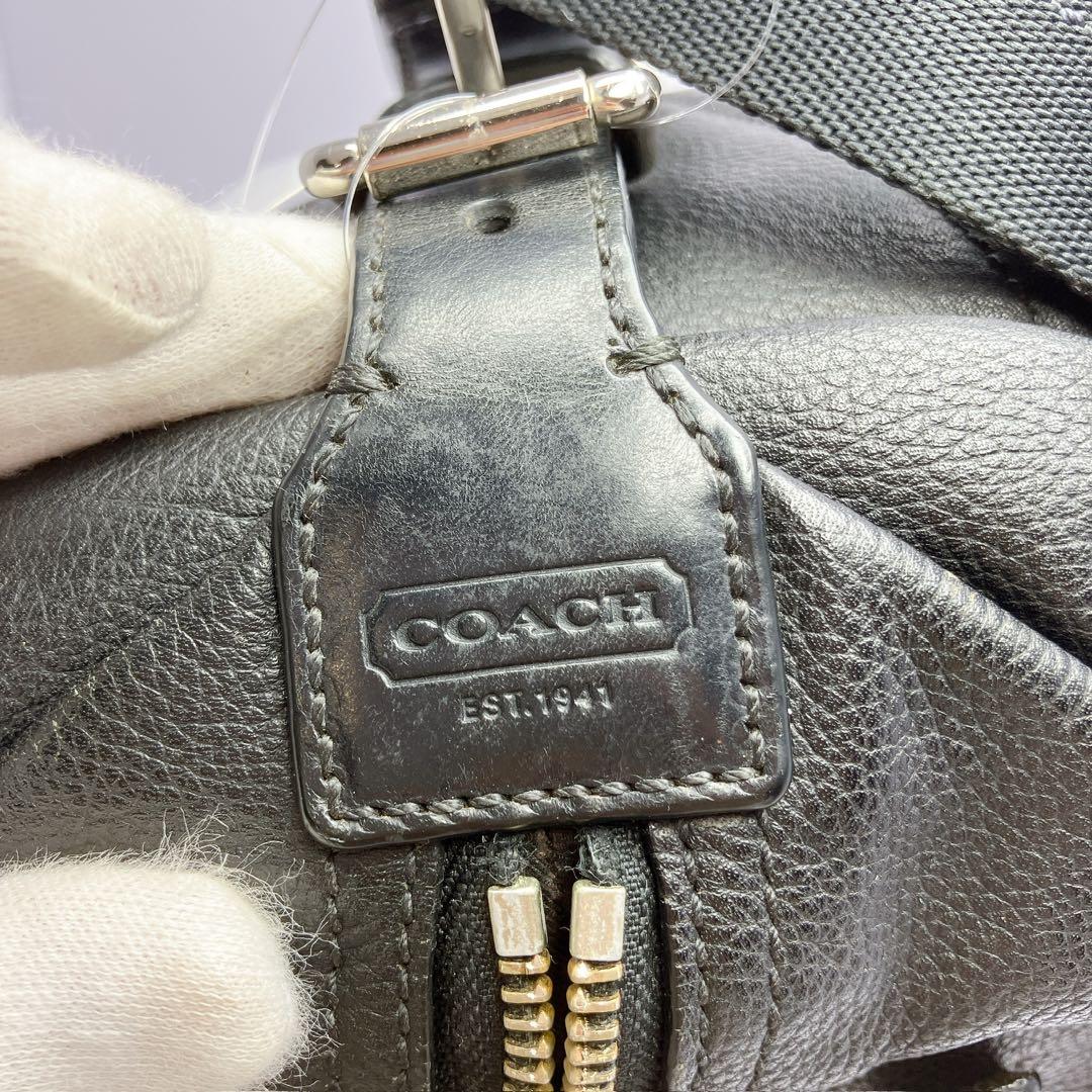 3427○ COACH ブラック レザー ボディバッグ