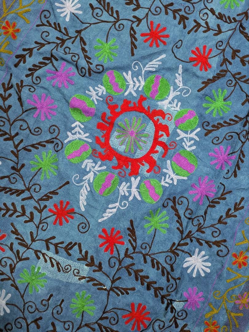 #158 ヴィンテージ / カンタキルト / ソファカバー スザニ刺繍 / 大判