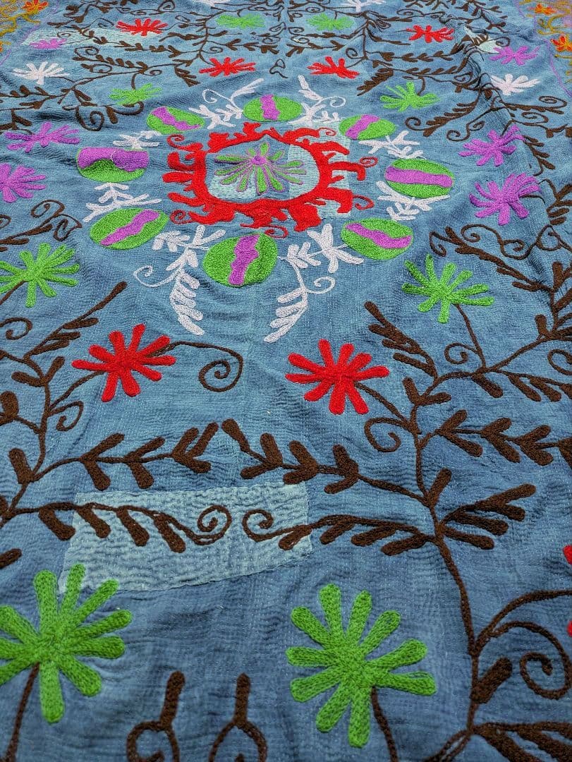 #158 ヴィンテージ / カンタキルト / ソファカバー スザニ刺繍 / 大判