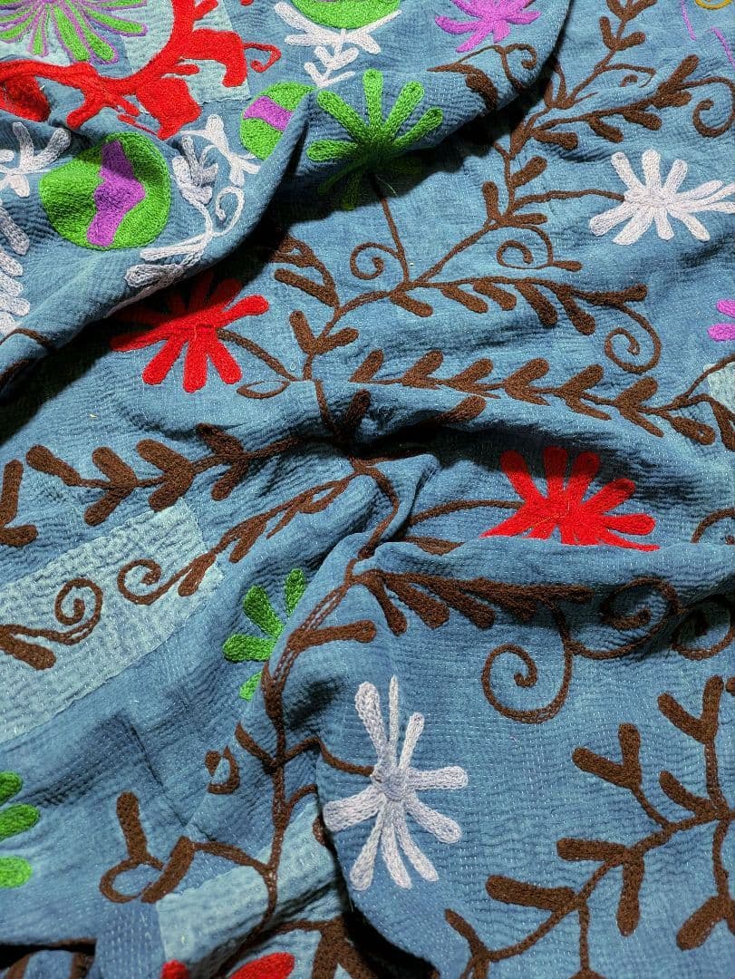 #158 ヴィンテージ / カンタキルト / ソファカバー スザニ刺繍 / 大判