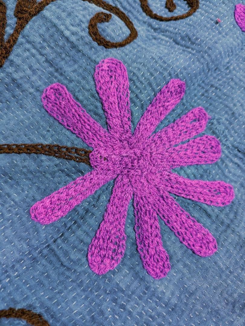 #158 ヴィンテージ / カンタキルト / ソファカバー スザニ刺繍 / 大判