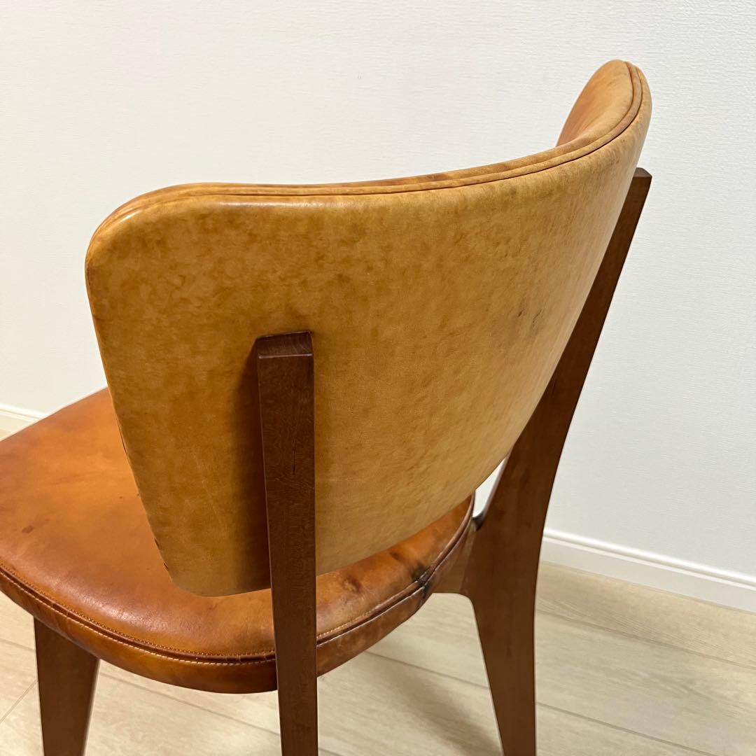 (と01)本革 無垢 ダイニングチェア 国産ヴィンテージ シャルドネ系 WULC