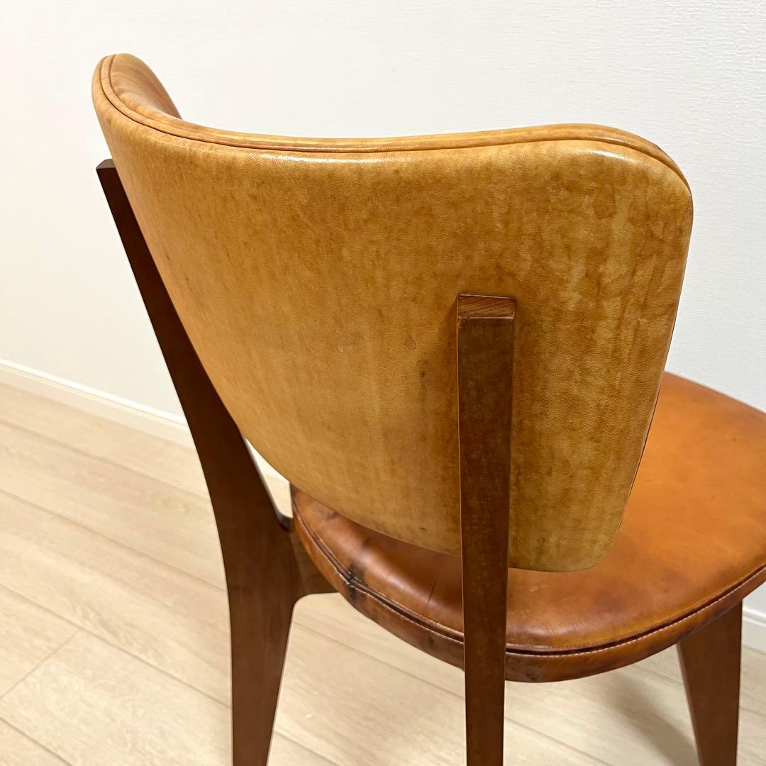 (と01)本革 無垢 ダイニングチェア 国産ヴィンテージ シャルドネ系 WULC