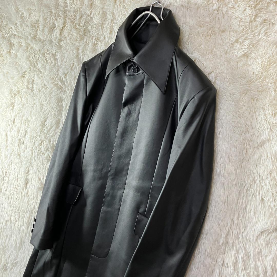 美品 ZEN JAC ゼンジャック フェイクレザー ロングコート 超ロング丈 M