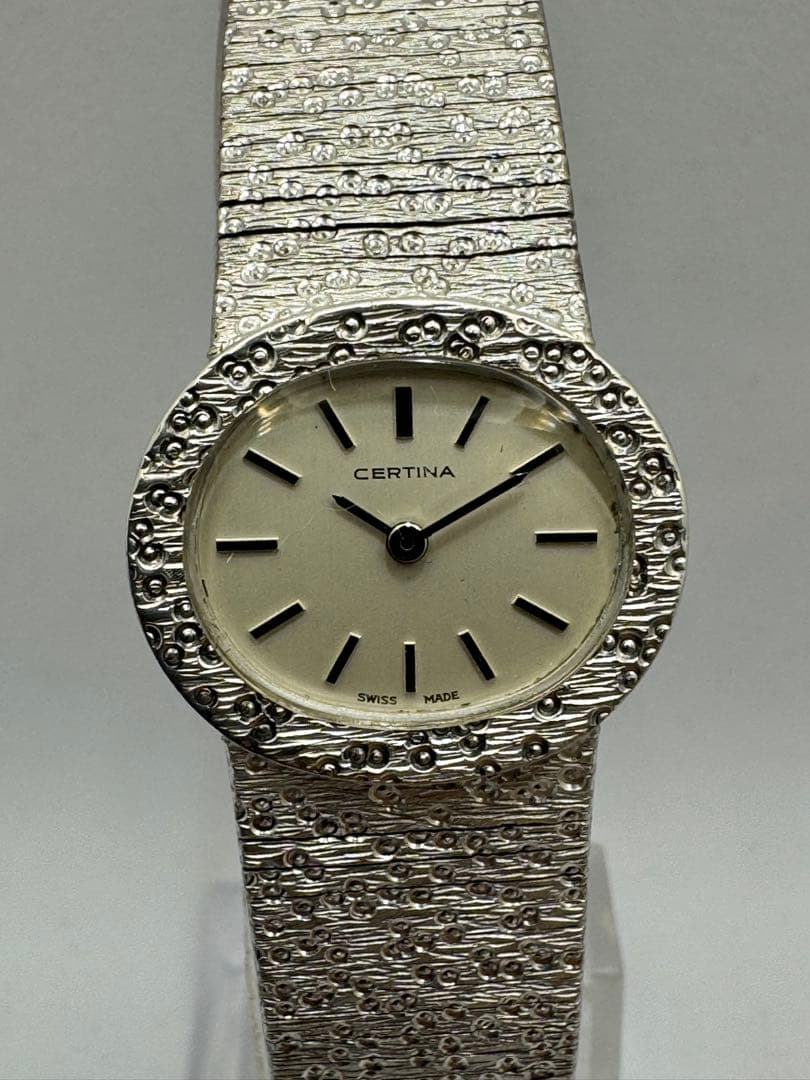 ⭐️スイス、サーチナシルバー一体ブレス　0.925刻印手巻き⭐️オーバーホール済み⭐️