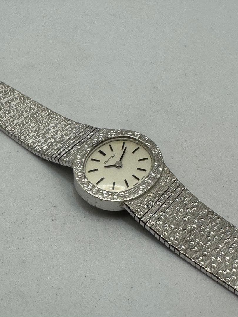 ⭐️スイス、サーチナシルバー一体ブレス　0.925刻印手巻き⭐️オーバーホール済み⭐️