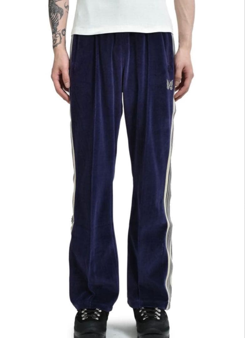 【美品】needles ニードルス トラックパンツ ベロア　ネイビー　紺色　青