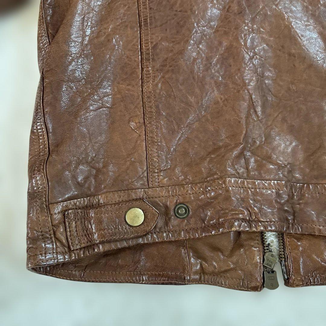 ライダースジャケット　レザージャケット　革ジャン　leather ブラウン