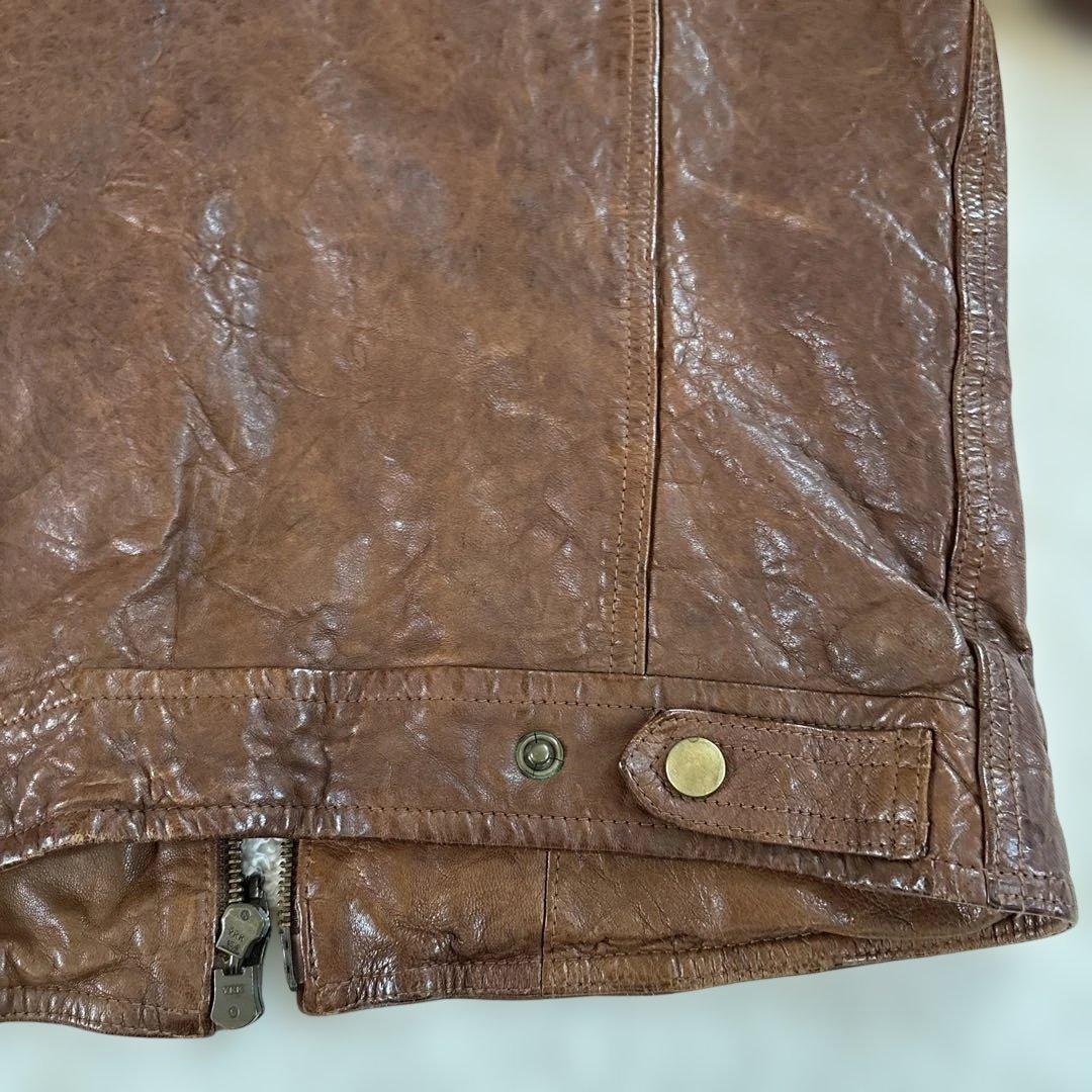 ライダースジャケット　レザージャケット　革ジャン　leather ブラウン
