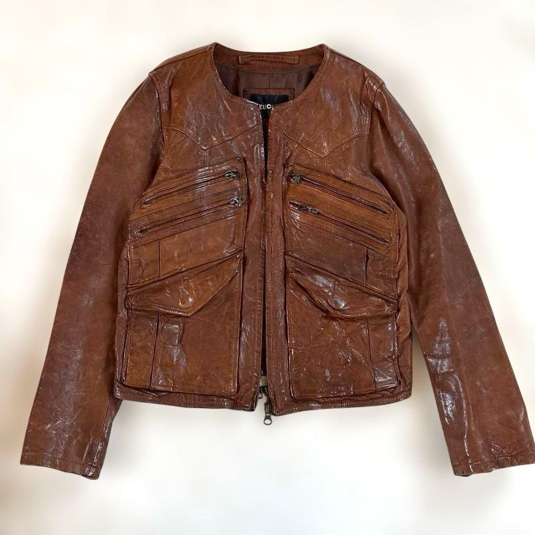 ライダースジャケット　レザージャケット　革ジャン　leather ブラウン