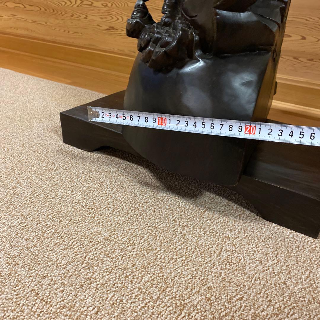 黒檀　「馬九行久」九頭の馬の置き物　木彫り 縁起物　アンティーク　台付き