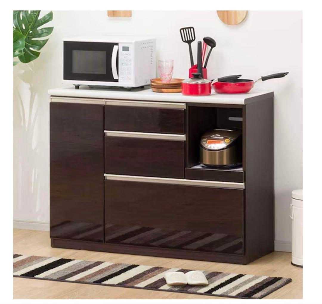 ニトリ　キッチンカウンター　アルミナ2 120CT DBR