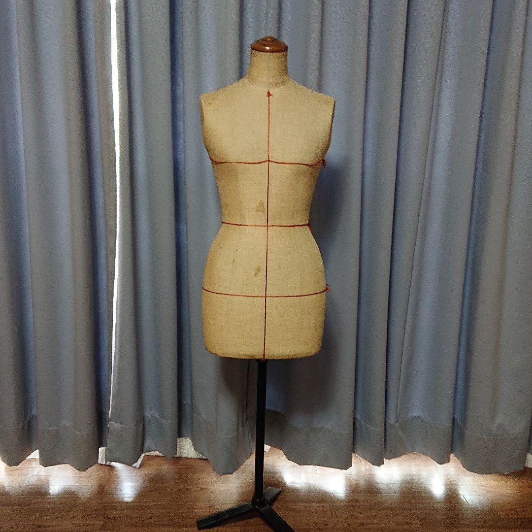 トルソー アンティーク 洋裁ライン ボディ スタンド鉄脚