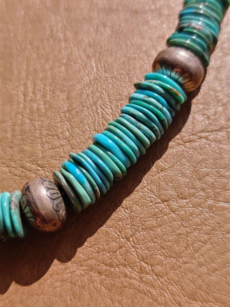 インディアンジュエリー◎ターコイズネックレス◎ナバホパール◎sterling