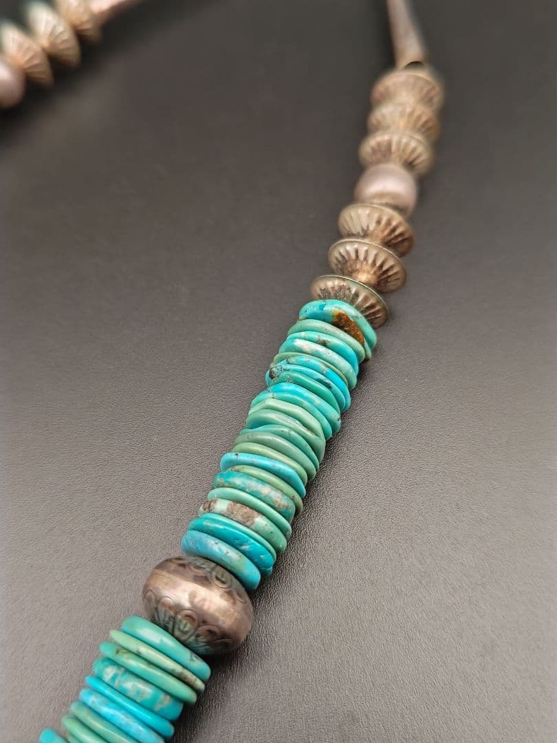 インディアンジュエリー◎ターコイズネックレス◎ナバホパール◎sterling