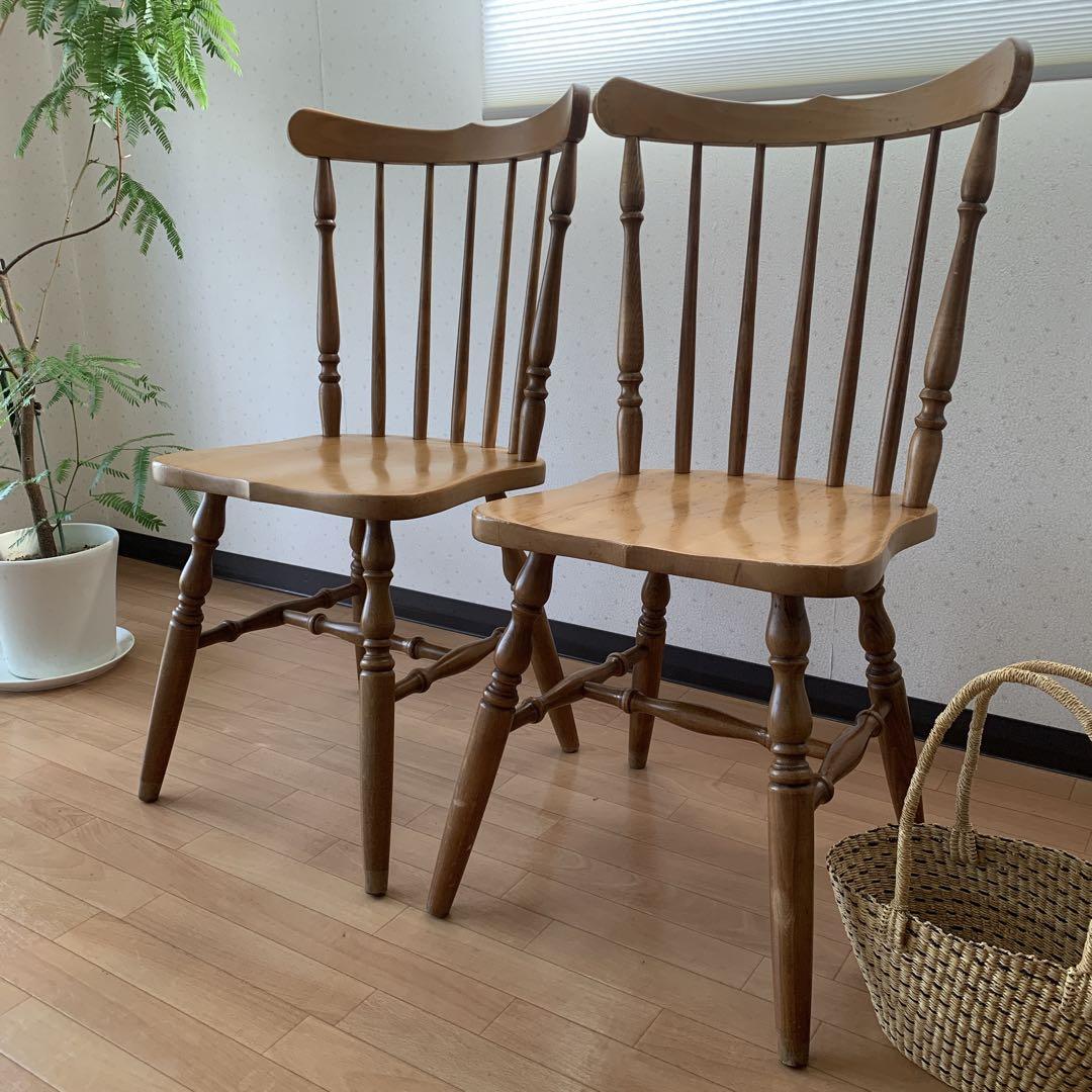 池田木工　アンティーク　椅子　2脚セット