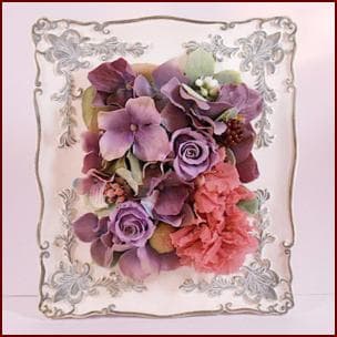 プリザーブドフラワーフレーム　アレンジメント ローズ＆カーネーション