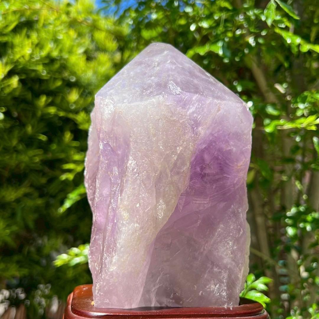 ✳️逸品✨最強浄化、最高安眠効果✨レインボー アメジスト 六角柱 天然石 ランプ