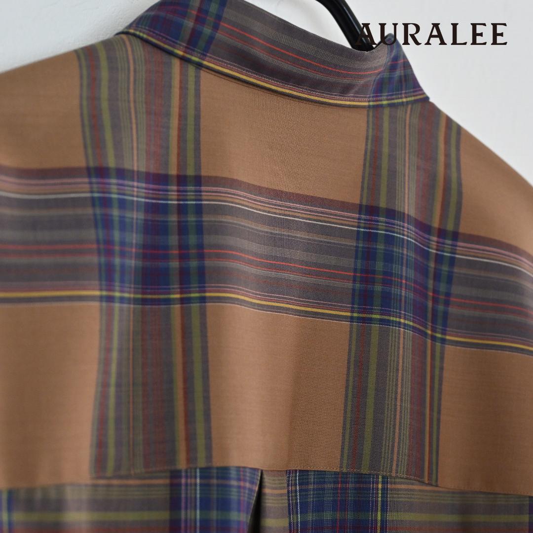 美品 AURALEE ウールチェックシャツ ブラウン