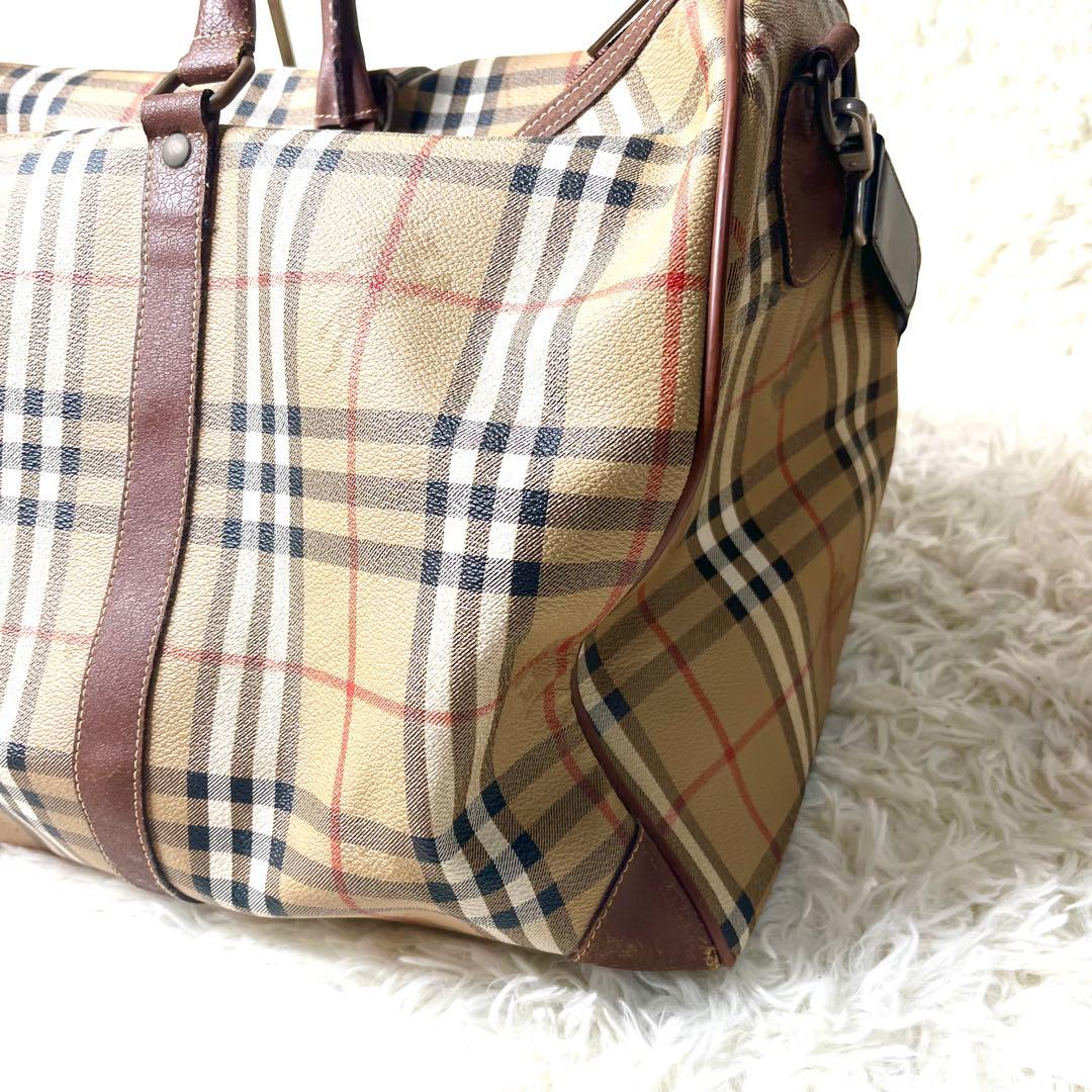 【良品】 バーバリーズ ボストンバッグ ノバチェック 大容量 トラベル