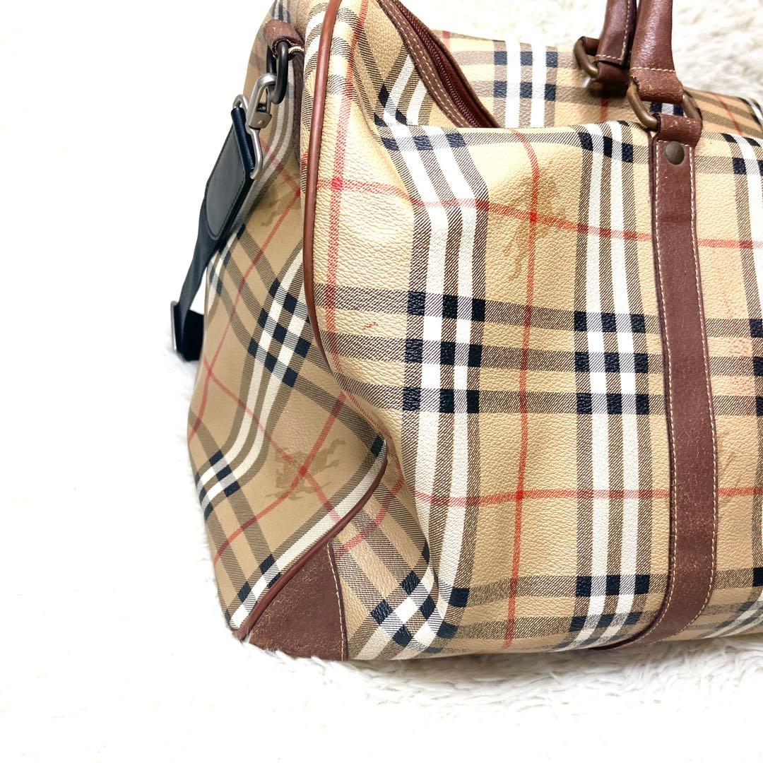 【良品】 バーバリーズ ボストンバッグ ノバチェック 大容量 トラベル