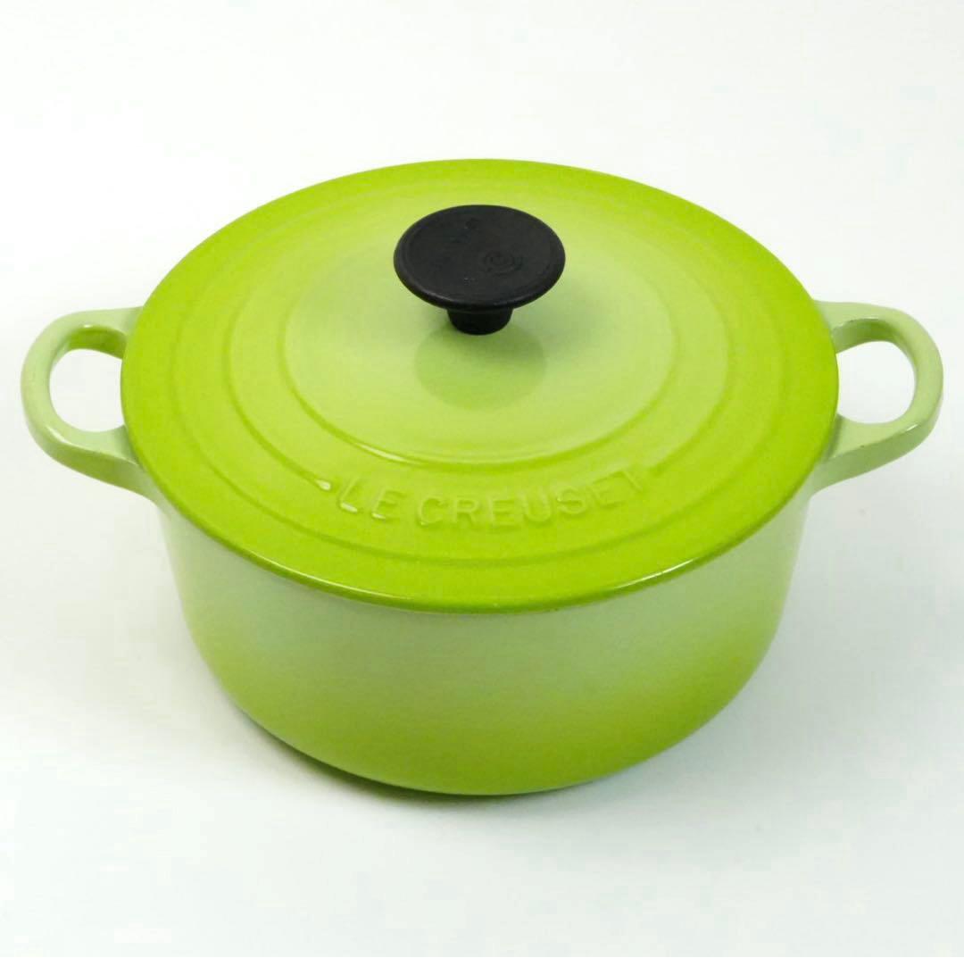 【美品】LE CREUSET　ココット ロンド フルーツグリーン　18cm
