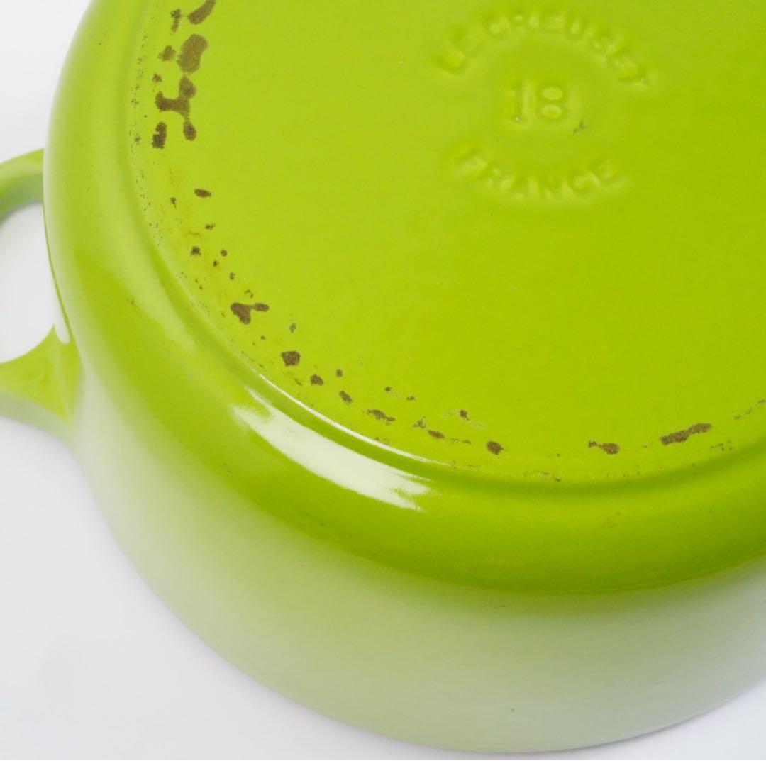 【美品】LE CREUSET　ココット ロンド フルーツグリーン　18cm