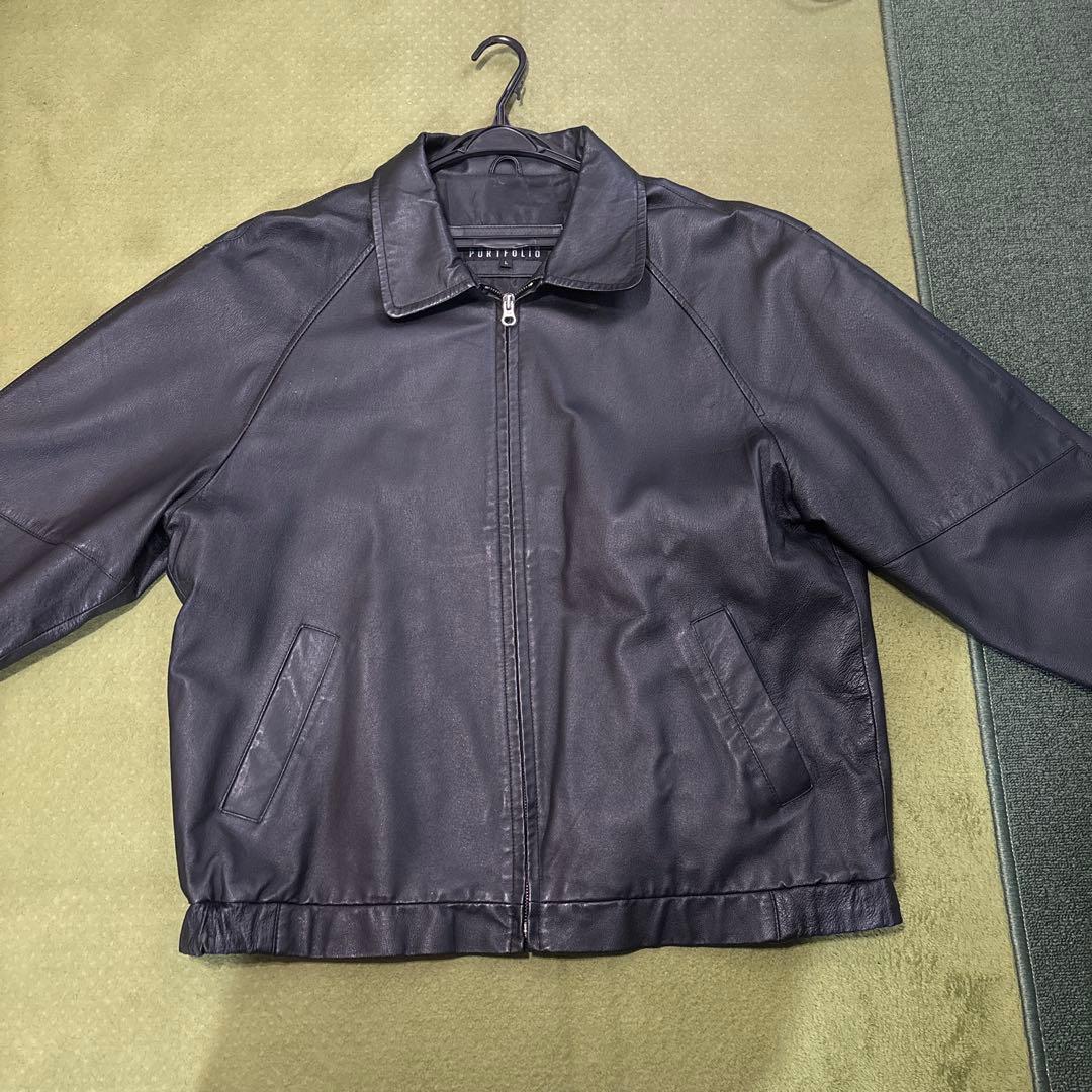 PERRY ELLIS PORTFOLIO ブラックレザージャケット L