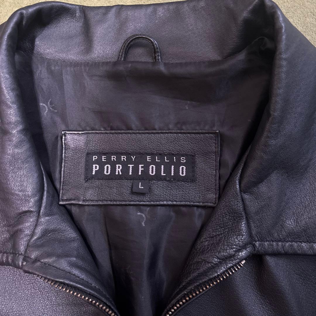 PERRY ELLIS PORTFOLIO ブラックレザージャケット L