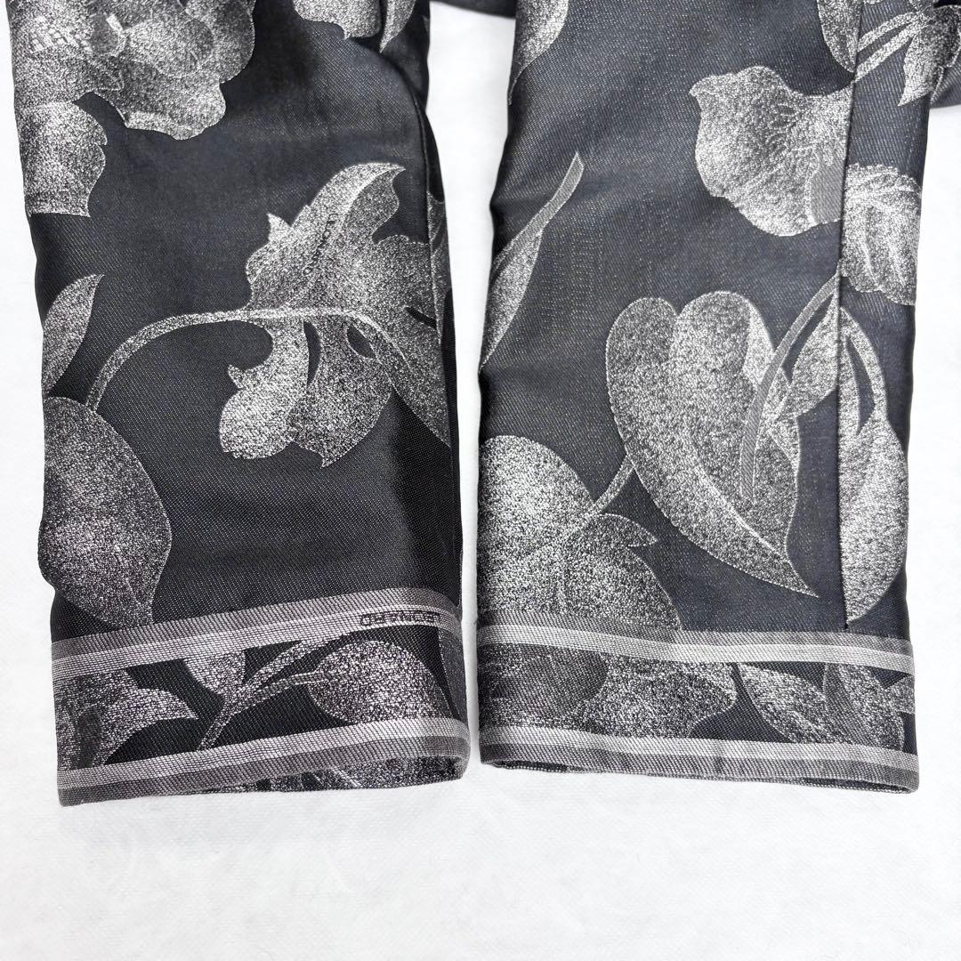 レオナール シルク混 ロングコート 花柄総柄 トリム ベルト 比翼ボタン 42