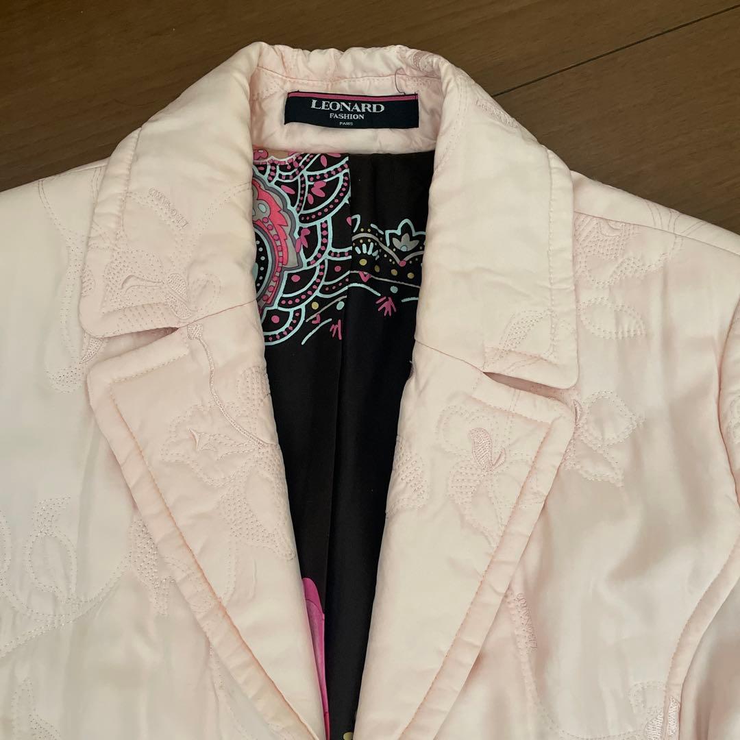 最終値下げ！LEONARD シルクピンク キルティング ロングコート9号！