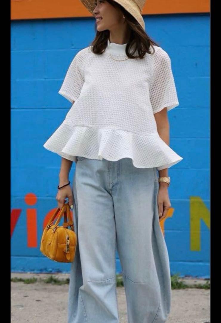 Gypsohila ペプラムトップス ホワイト