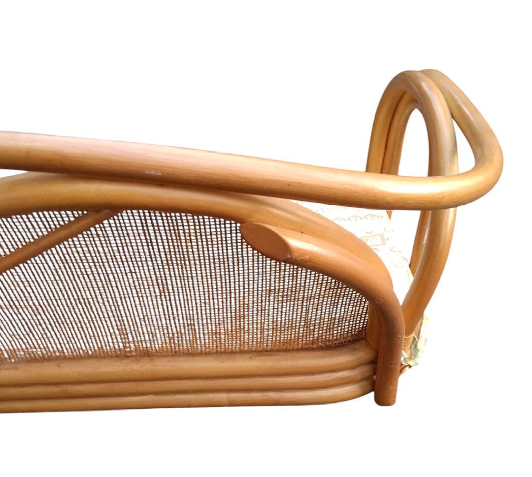 アンティーク　籐　二人掛け　ラタンソファー　ロータイプ