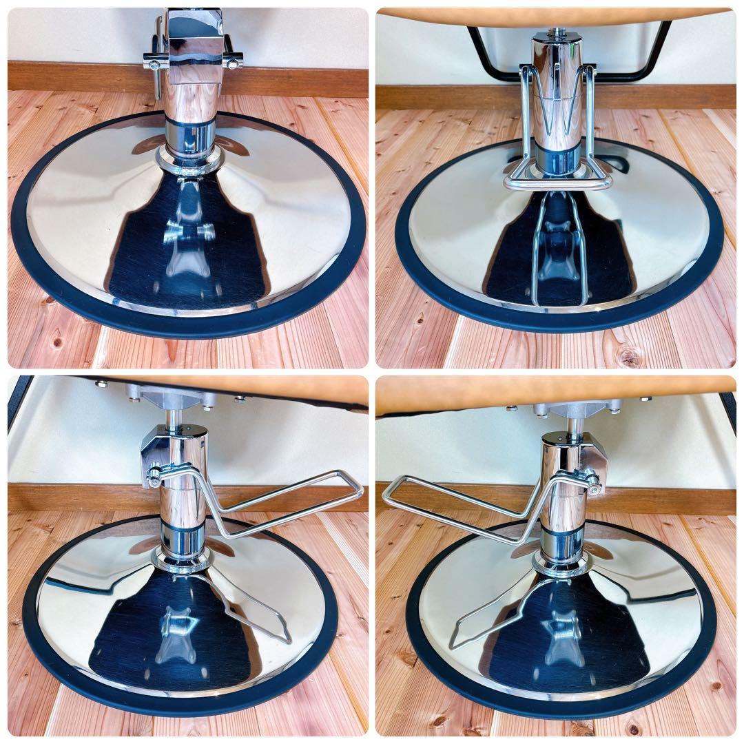 【美品】 スタイリングチェア サロンチェア バーバーチェア 理容椅子 木製アーム