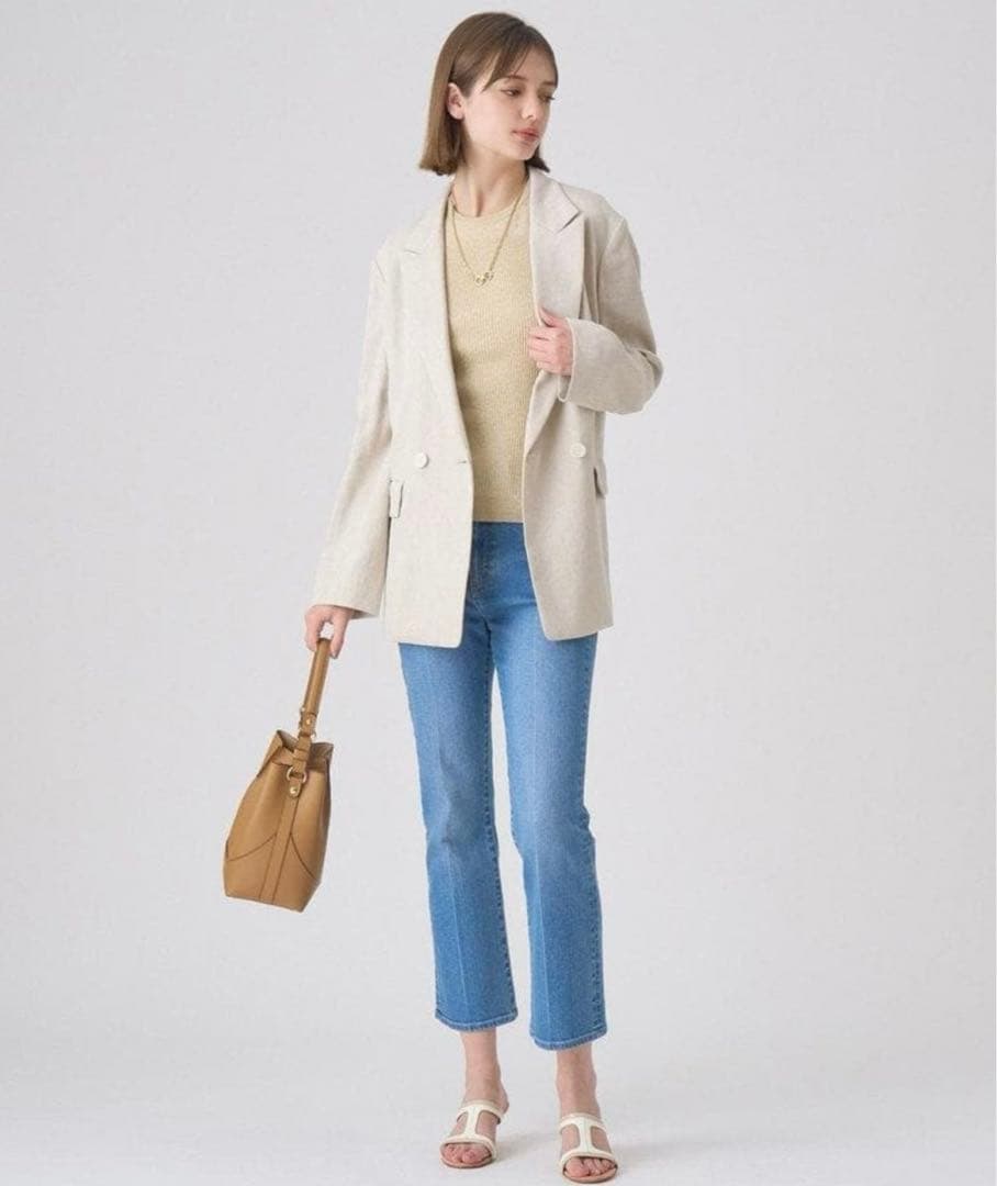 ANAYI アナイ ストレッチデニムストレートパンツ ブルー 34