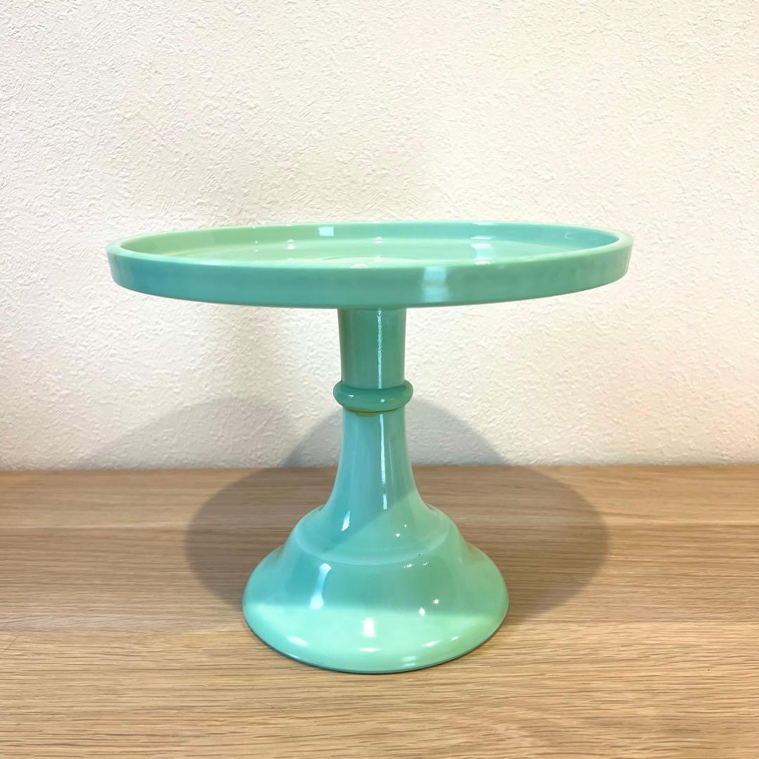 モッサーグラス　ケーキスタンド　ミルクガラス