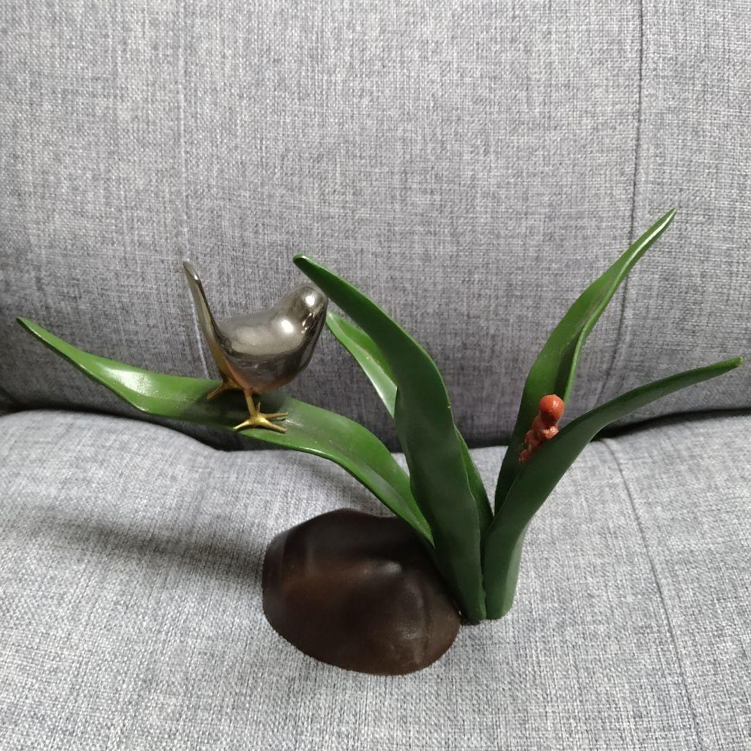 超激レア！！銅？真鍮製 鳥と枝の彫刻！春・夏・秋・冬セットです(⌒▽⌒)