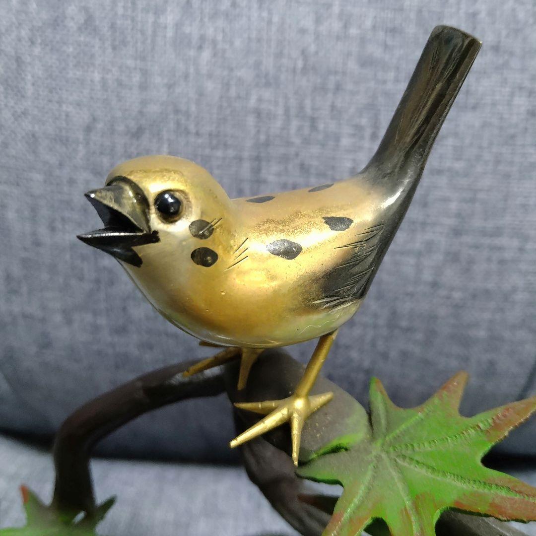 超激レア！！銅？真鍮製 鳥と枝の彫刻！春・夏・秋・冬セットです(⌒▽⌒)