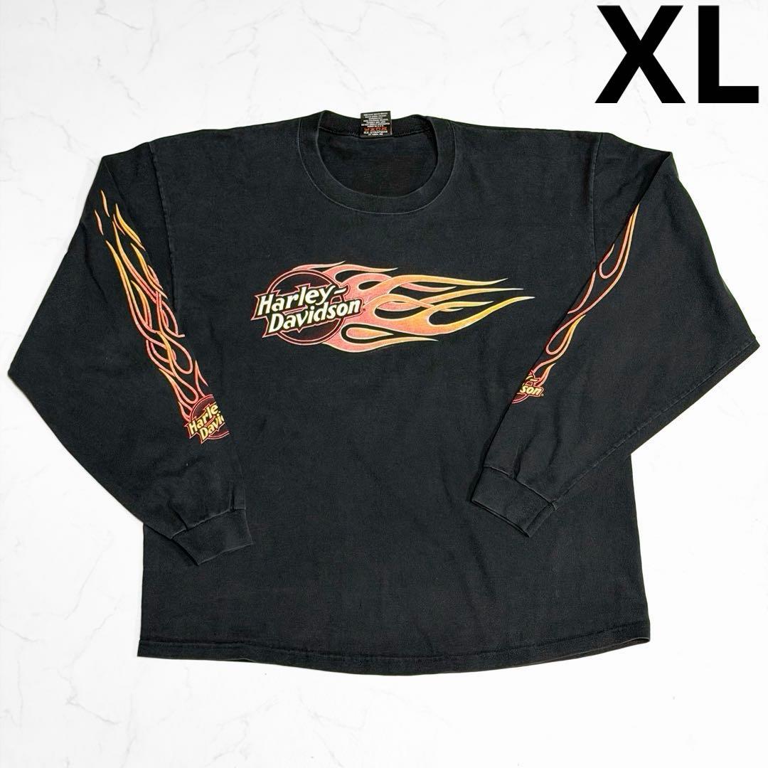 HARLEY DAVIDSON ハーレーロンT フレイムデザイン 古着
