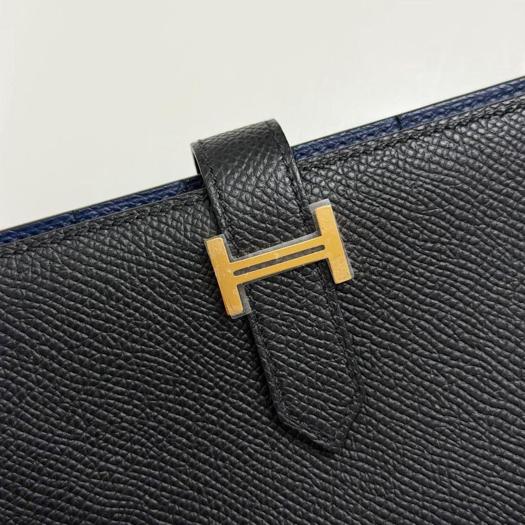 新品 エルメス 刻印W べアンスフレ Hロゴ ロングウォレット 長財布