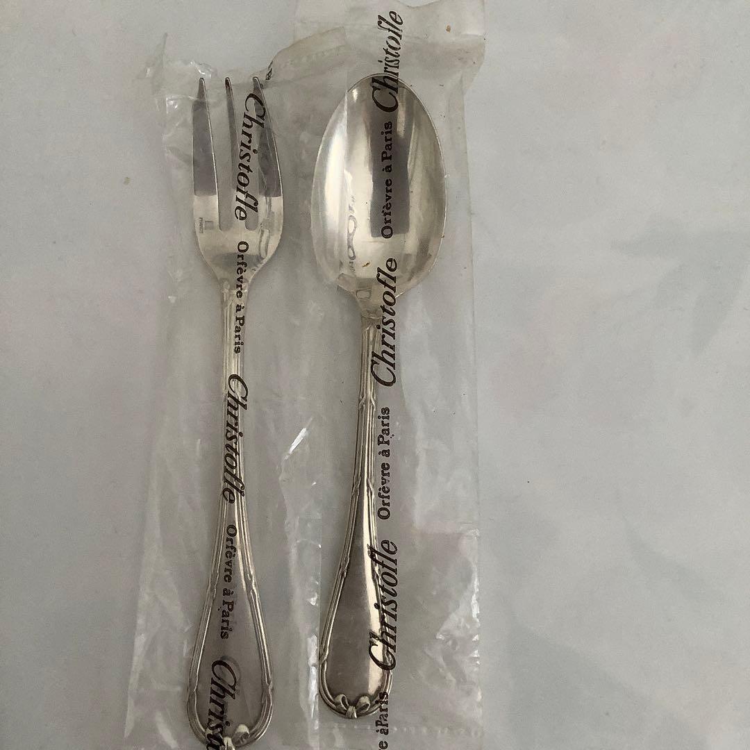 銀製クリストフル　デザートスプーン、フォークセット　①