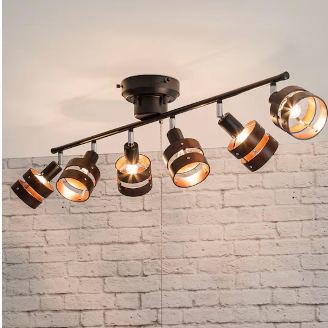 6灯 シーリングライト ブラック・ブラウン