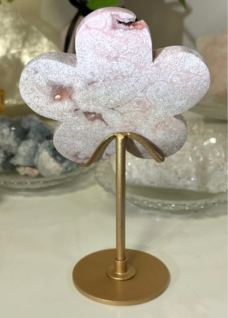 値下げ　レア　高品質　ピンクアメジスト　BIGフラワー　花　スタンド付き