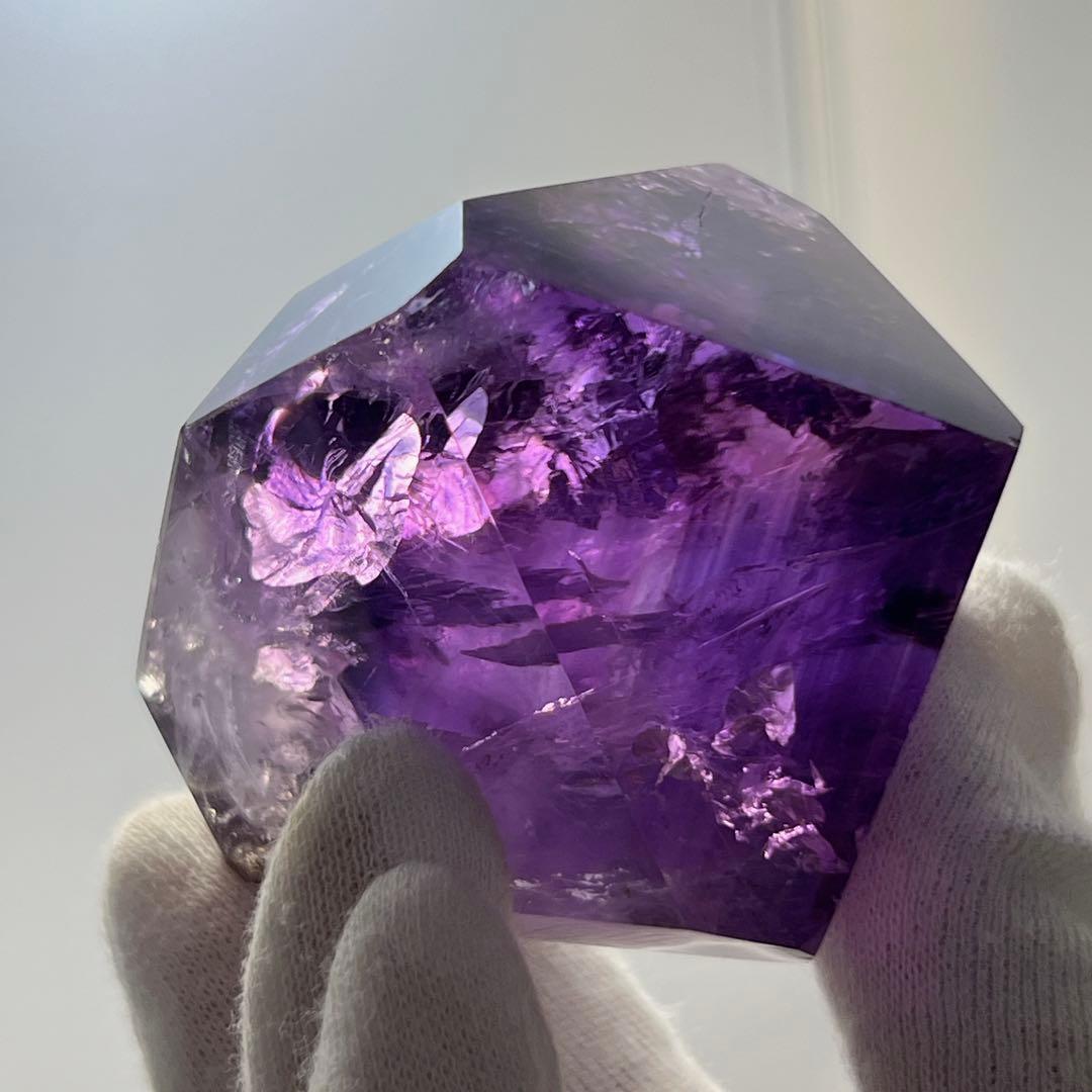 天然石 美品 高品質 スーパーファントムアメジストフリーフォーム ライト付
