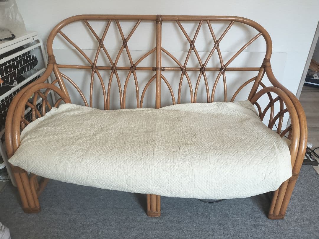 【配送不可。引取り限定】ラタンソファ 2人掛け