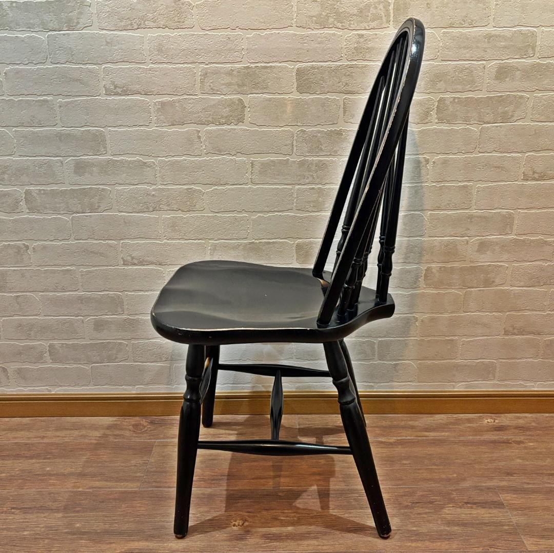 秋田木工 アンティーク レトロ ブラック スピンドルバック ウィンザーチェア③