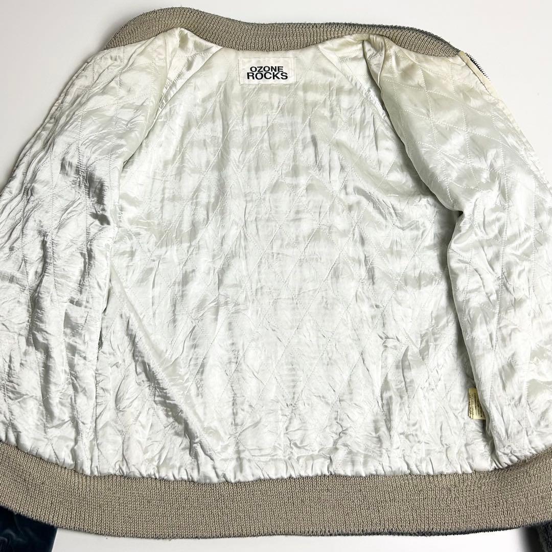 00s【希少】オゾンロックス/別珍スカジャン/刺繍/ダークブルー/Lサイズ