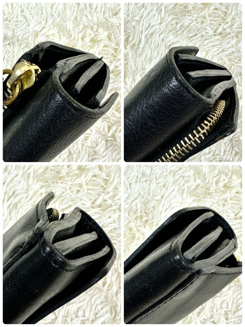 希少デザイン新品✨イルビゾンテ　ロゴ　ゴールド金具　外ファスナー　黒　長財布