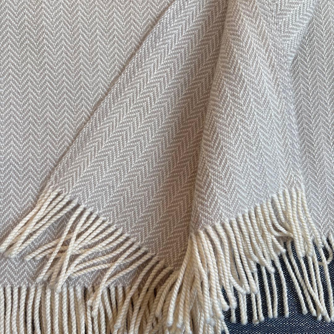【無印良品】ウール ヘリンボーン ブランケット フリンジ付き